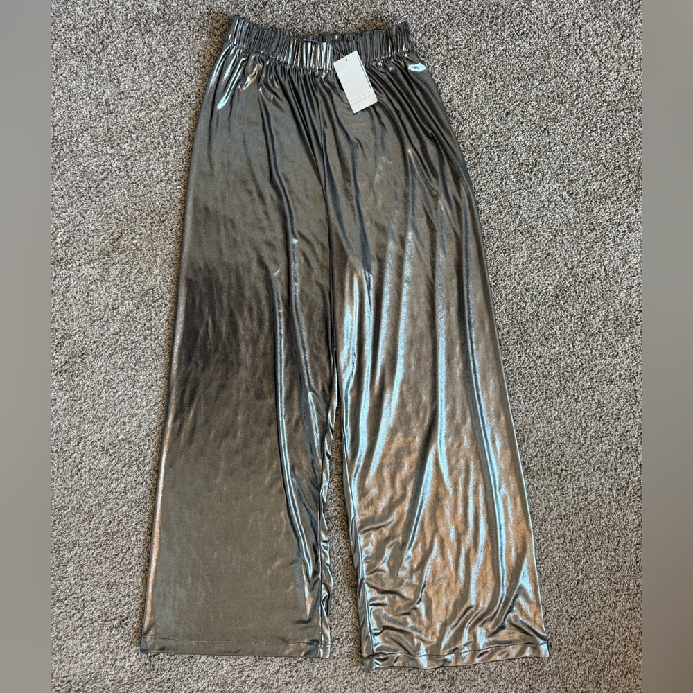 NWT American Apparel Metallic wide leg pants